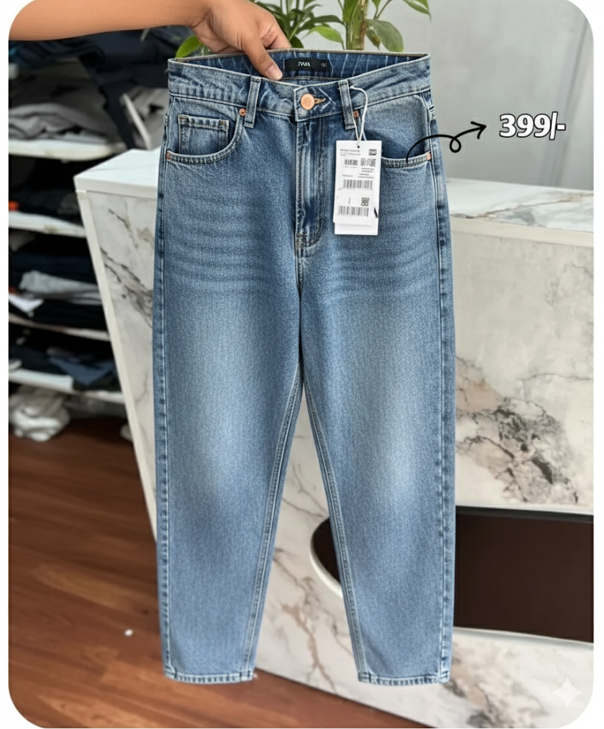 Blue baggy jeans classic wash, versatile blue denim baggy fit, everyday casual blue loose jeans