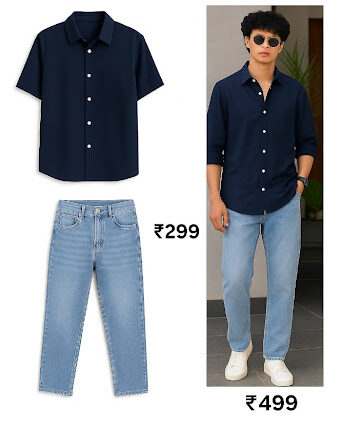 Dark Blue Shirt + blue Jeans Outfit Idea