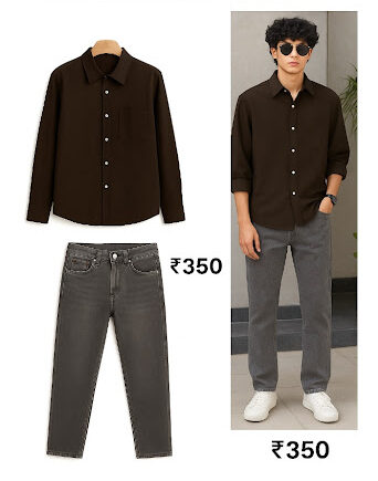 “Men’s Dark Brown Shirt with Grey Jeans – Stylish Dating Outfit 2025”