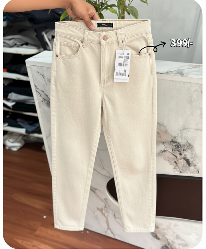 Cream baggy jeans for women, aesthetic cream denim pants, light colored loose-fit jeans,