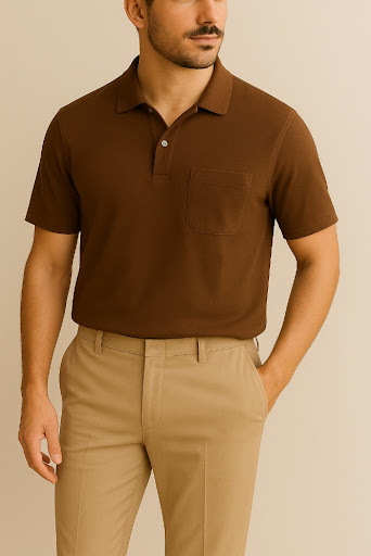 Brown Polo T-Shirt with Beige Chinos